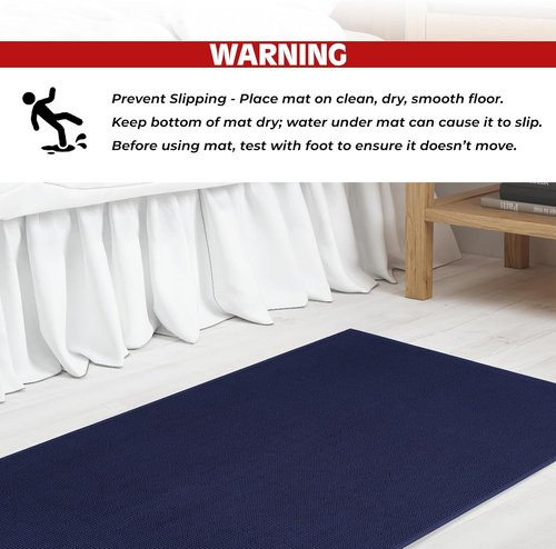 Cotton Paradise 100% Cotton Bath Mat - Soft, Absorbent, Quick-Dry | 20x34 Inch Navy Blue Rug