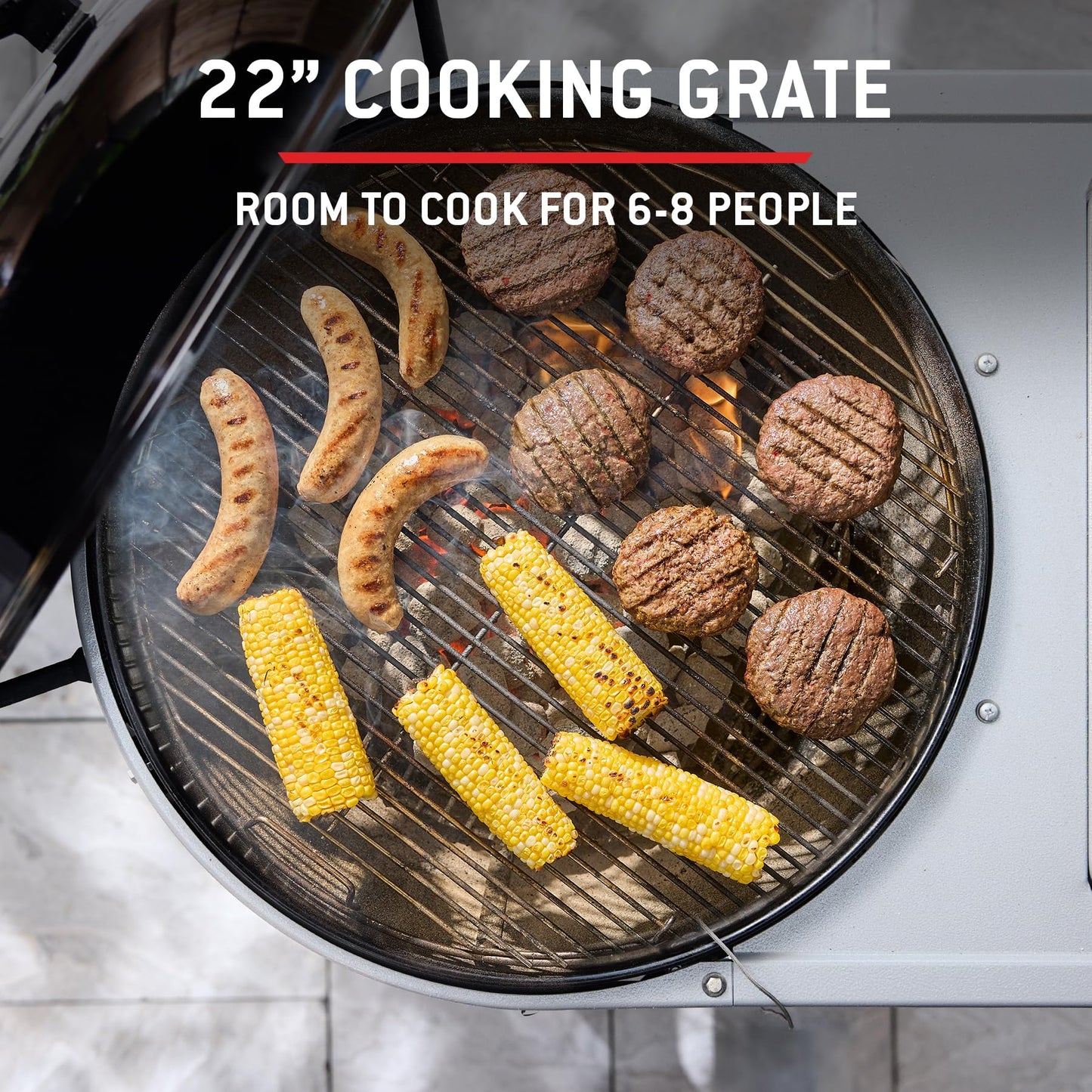 Weber Performer™ 22‑Inch Charcoal Grill for Outdoor Cooking – Black, Porcelain-Enameled Finish, Temperature Control Dampers & Prep Table, Kettle