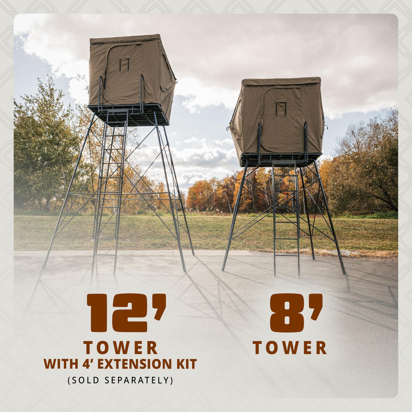 CAGE™ 2.0 Permanent Hub Blinds, 8' Tower, Hunting Tower, 66" x 66" Platform, 800 lb. Capacity, Easy to Assemble, Heavy-Duty Steel Mesh, 66" x 66". CRD30T