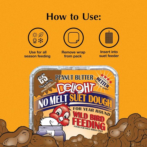 C&S Peanut Butter Delight Suet Dough - No Melt Formula, 11.75 Ounces | 12 Pack