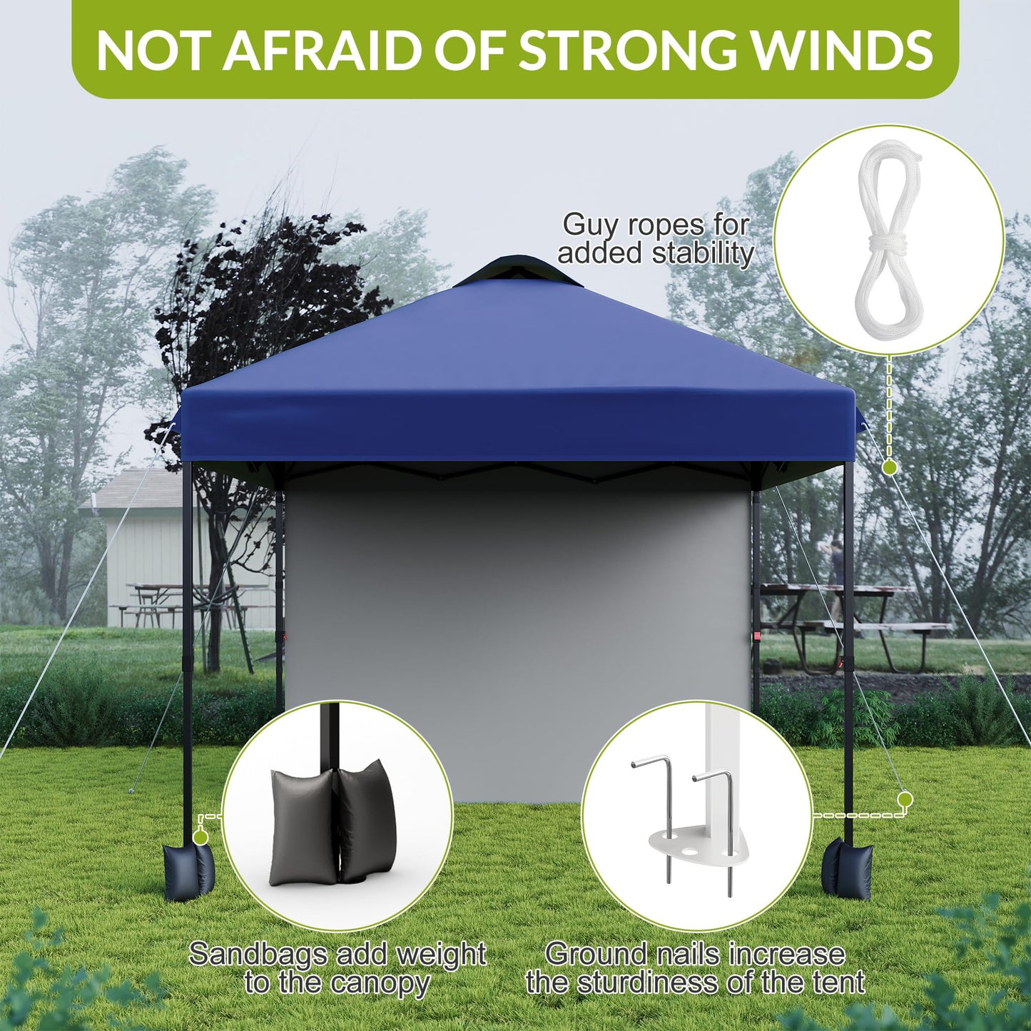 GarveeHome 10X10 Ft Pop-Up Canopy Tent with Sidewalls & Vented Roof Easy Setup Instant Shade Shelter for Picnic, Camping, Outdoor Events - Includes Storage Bag, Sandbags, Stakes & Ropes