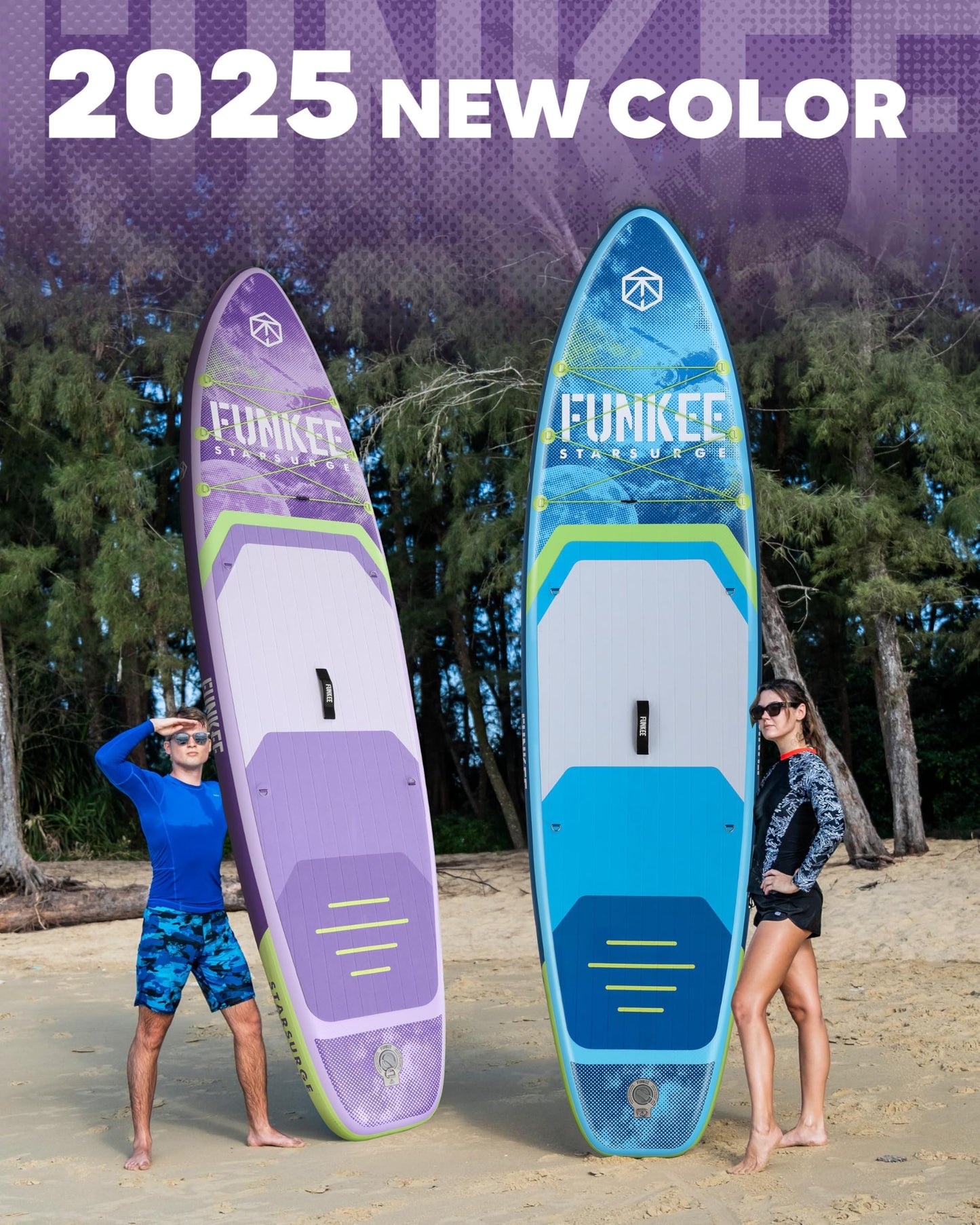 FUNKEE 11’×34"×6" Extra Wide Inflatable Stand Up Paddle Board, Sup Board with Removable Fins, Backpack, Floating Paddle, Safety Leash, Floating Phone Case for Adults & Youth of All Skill Levels