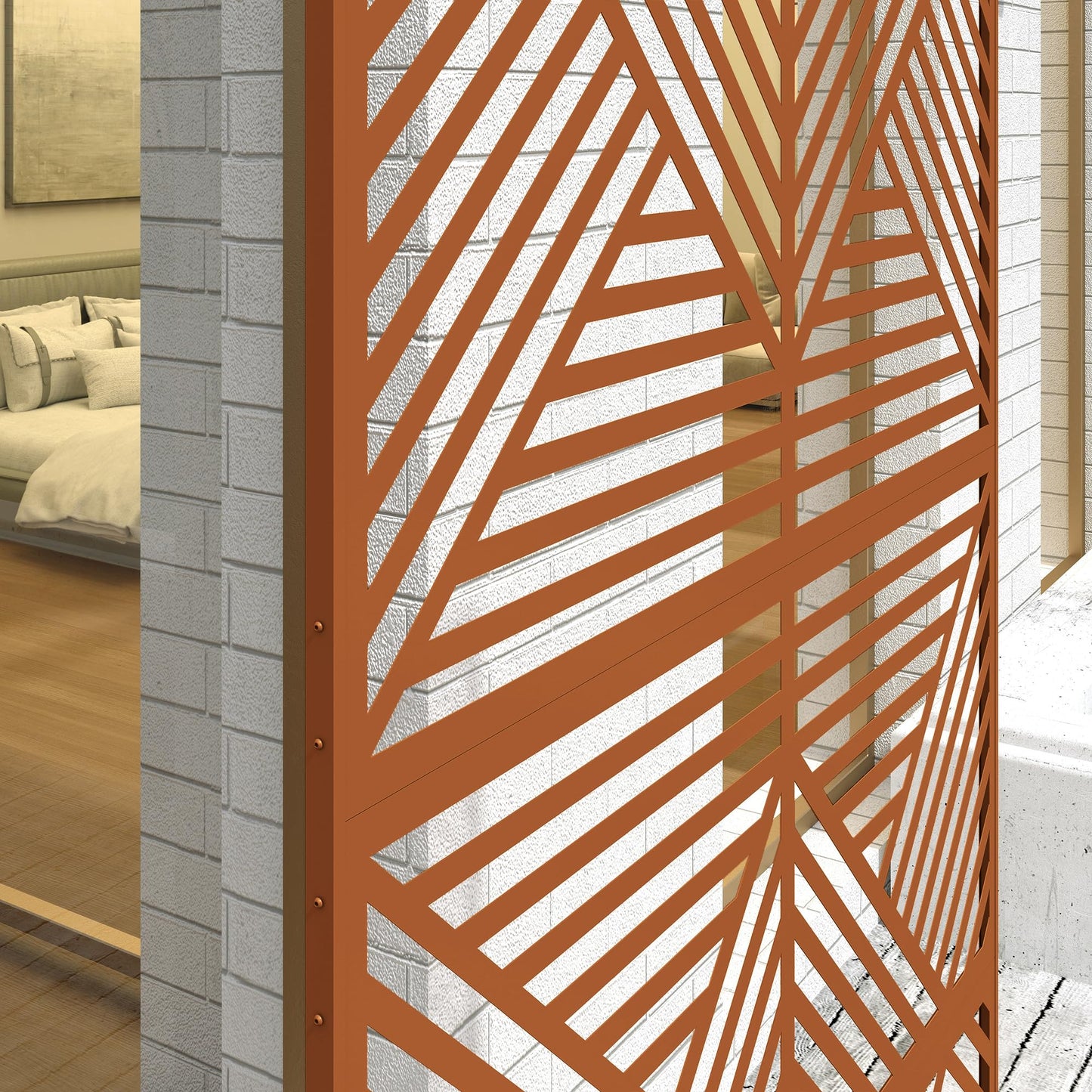 Outsunny Metal Outdoor Privacy Screen, 78" H x 48" W Decorative Privacy Fence Screen, Freestanding Outdoor Divider with Stand, Climbing Plant Trellis for Garden Walkway, Balcony, Patio, Rhombus Brown