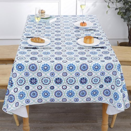 Heavy Duty Vinyl Tablecloth with Flannel Backing Waterproof Oil-Proof Plastic Table Cloth Stain-Resistant Wipeable Rectangle or Square Table Cover for Indoor and Outdoor (Floral Vine,60x102 Inch)
