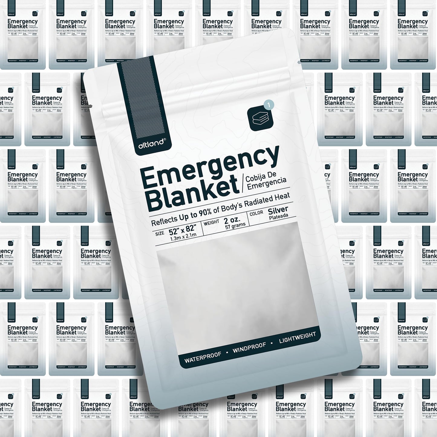 Altland 250 Pack of Emergency Blankets - Heat Reflective Blankets for Winter Survival Kits, Disaster Preparedness, Cold Weather Camping, and Homeless Care Packages
