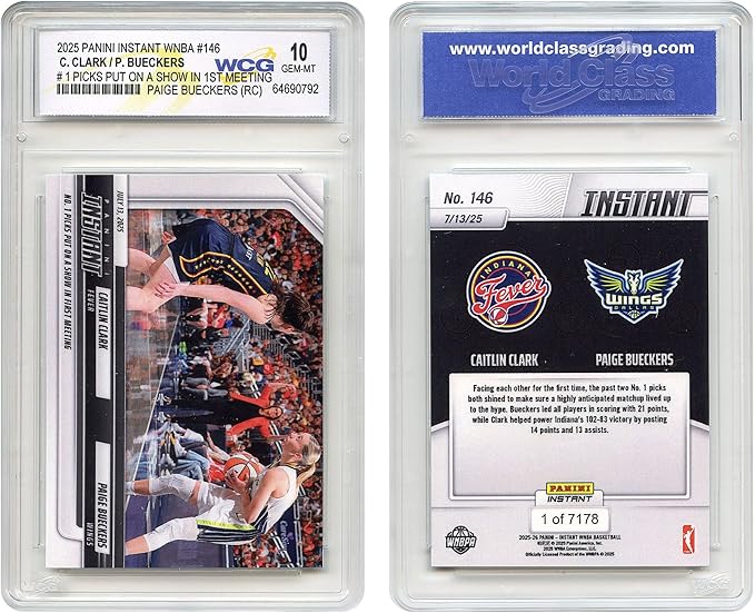 2025 Panini WNBA Caitlin Clark & Paige BUECKERS #1 Picks Dual Rookie Card #146 - Graded GEM Mint 10