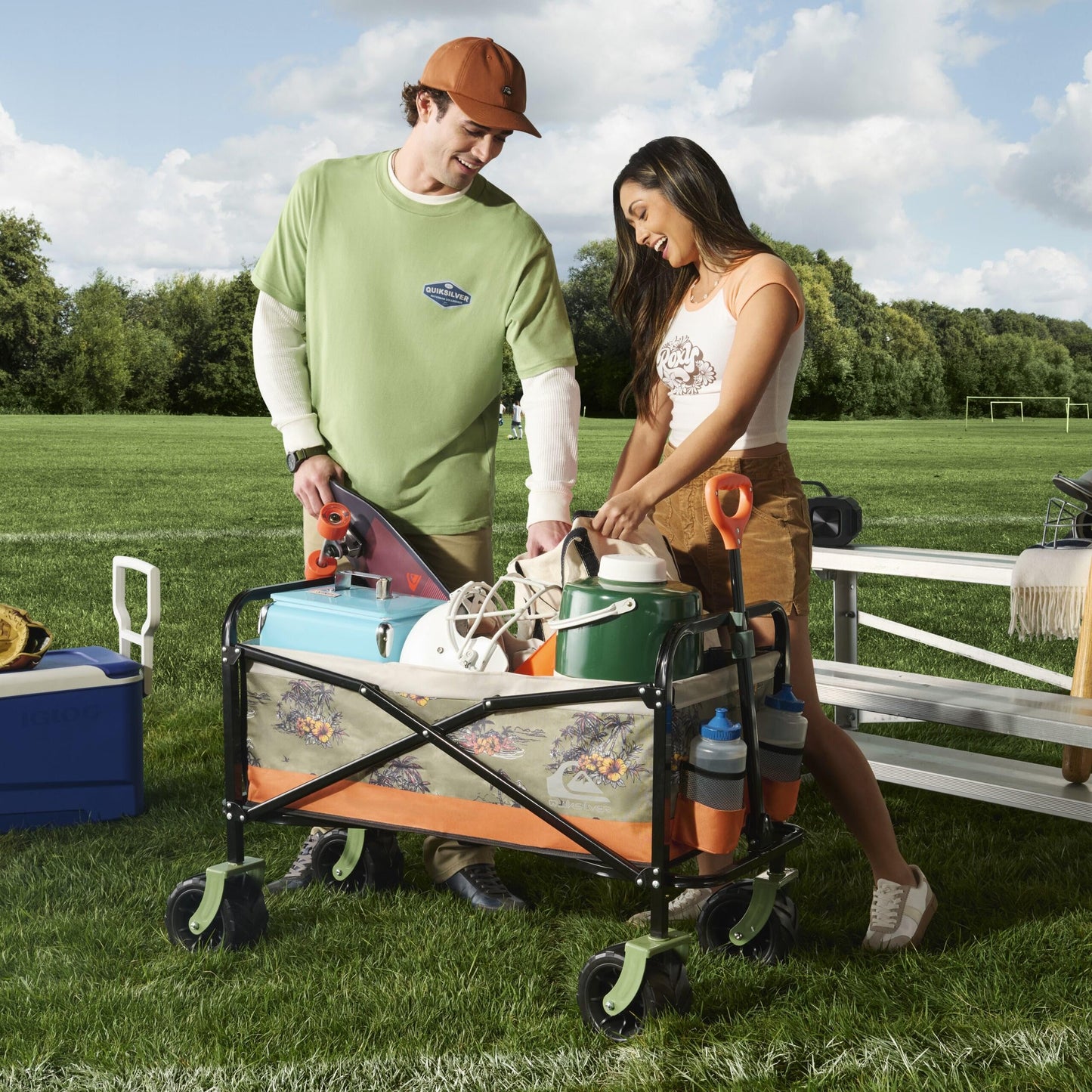 Quiksilver Folding Beach Wagon Cart – Heavy-Duty Collapsible Utility Wagon with All-Terrain Wheels, Large Storage Capacity, and Adjustable Handle – Ideal for Beach, Camping, and Outdoor Adventures
