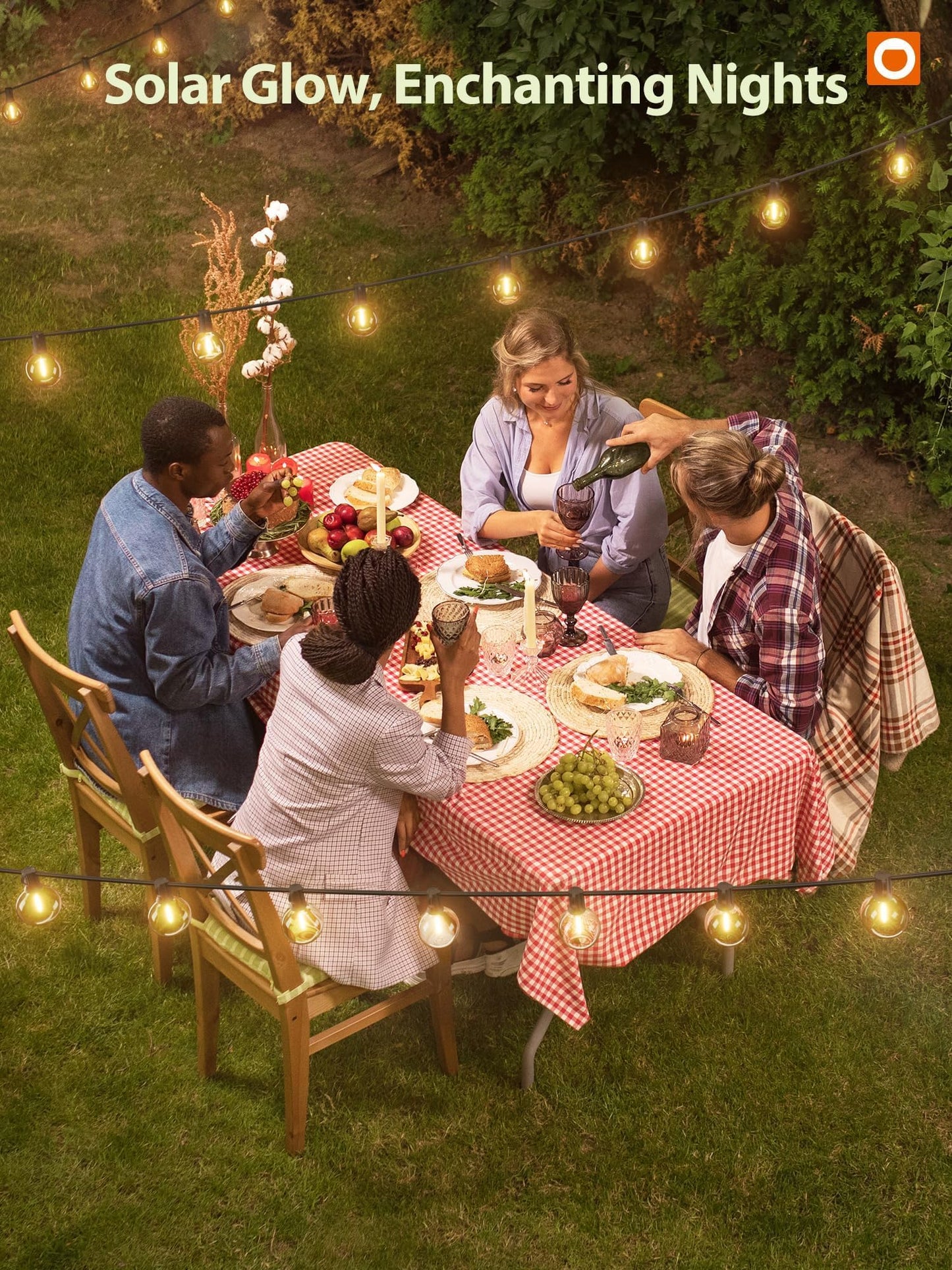 addlon 200FT Solar String Lights for Outside G50 Waterproof with USB Port Solar Patio Lights Outdoor Solar Powered LED Bulbs 3 Light Modes for Backyard Porch Garden Market Bistro Camping