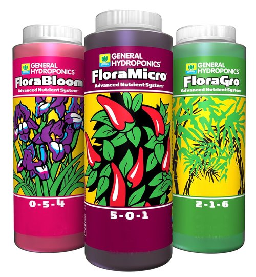 GH General Hydroponics Flora Series - FloraGro, FloraBloom & FloraMicro Nutrients | 16oz Bottles