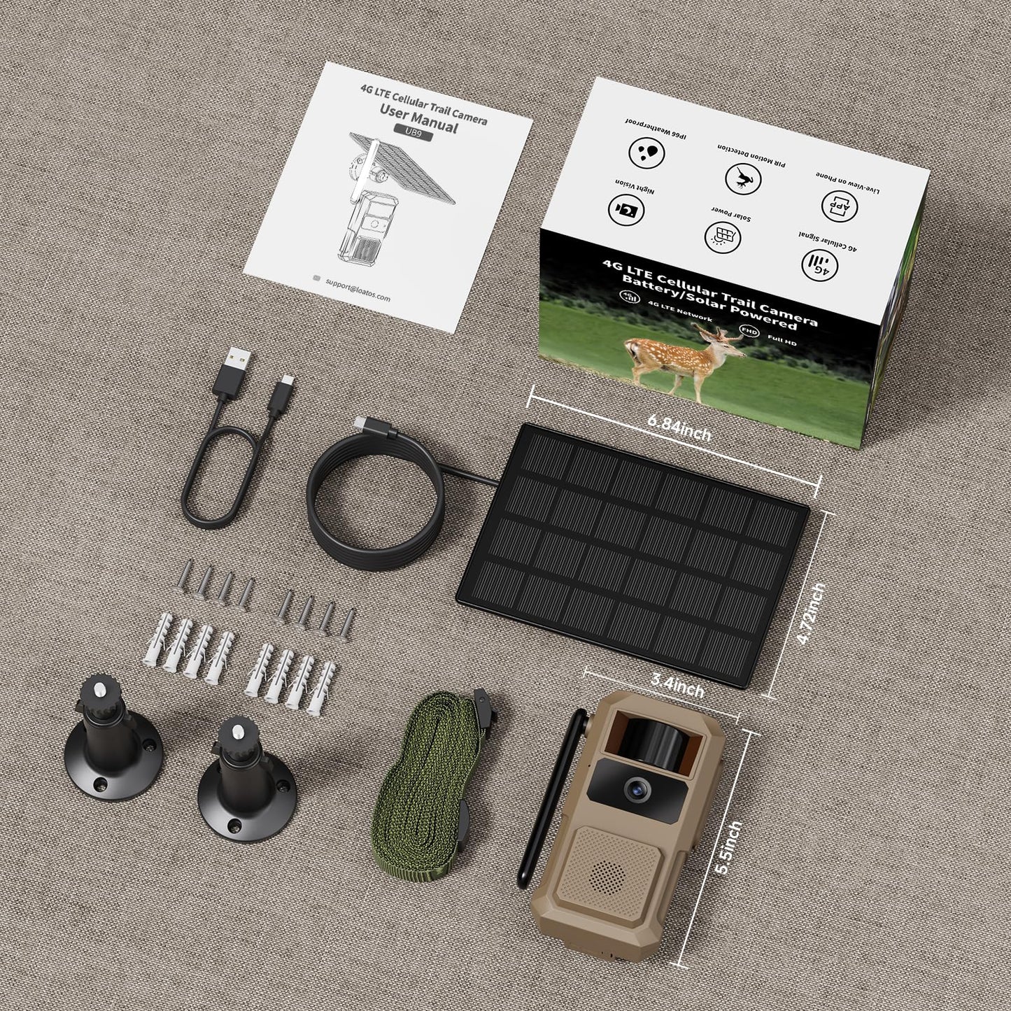 Loatos 48MP Trail Camera, AI Animal Detection Cellular Trail Camera 2K Live 4G LTE Built-in-SIM Real-Time Alert 0.1s Trigger Game Cameras with Night Vision Motion Activated Waterproof IP66 Trail Cam