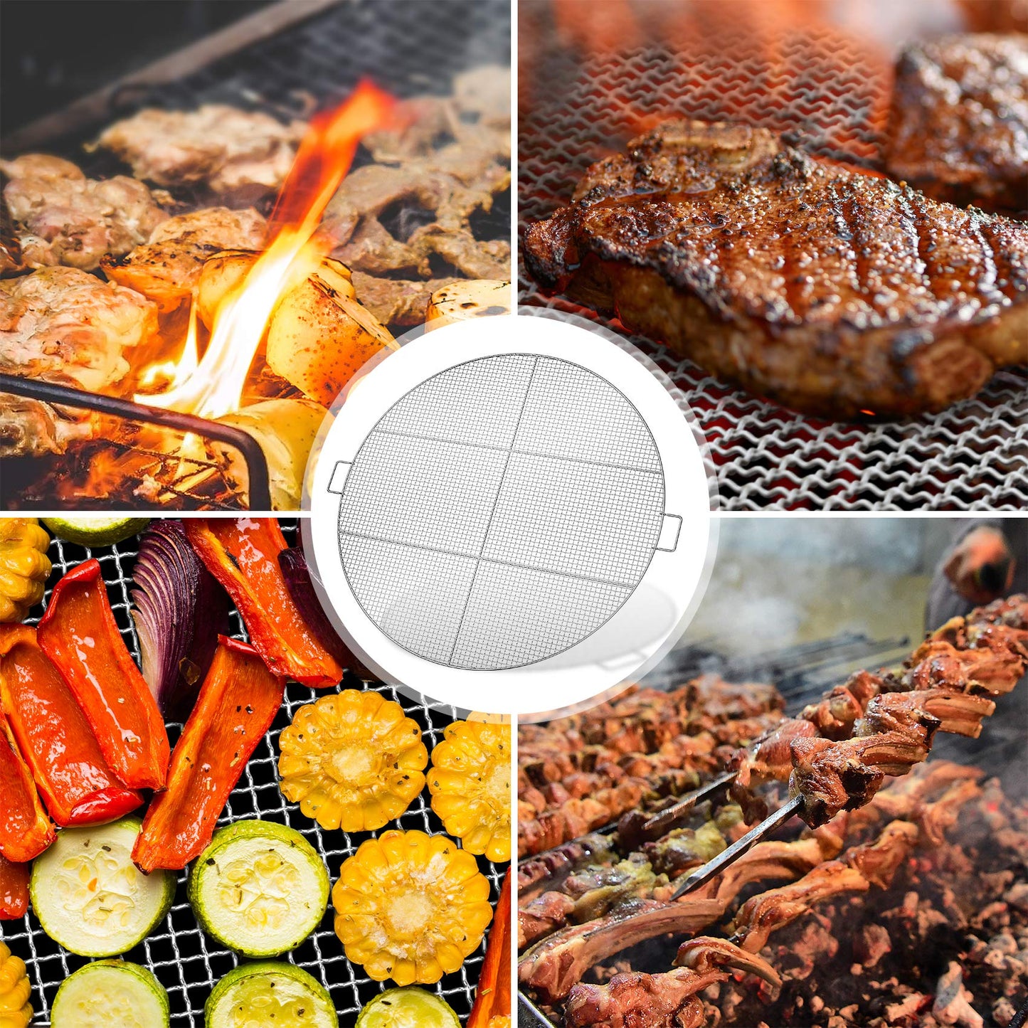 Stanbroil Fire Pit Cooking Grill Grate with 3 Support Bars - Outdoor Round BBQ Campfire Grill Grid - Camping Cookware - Stainless Steel, 36 Inch