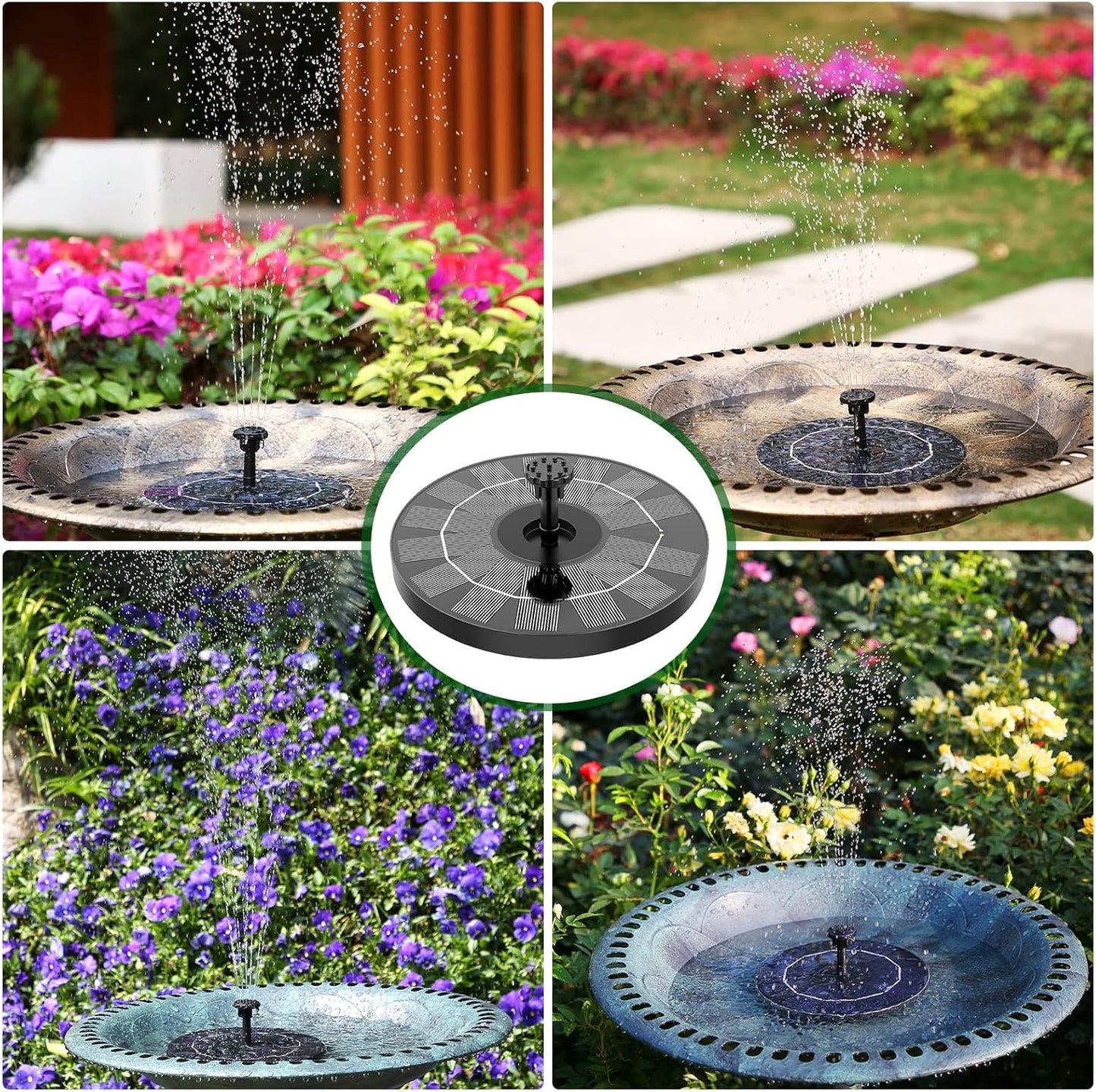 AISITIN Solar Garden Fountain - 3.5W Floating Pump with 6 Nozzles for Bird Bath & Aquarium (1 Piece)