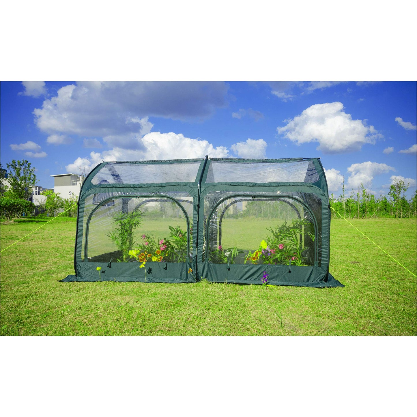 porayhut Pop Up Greenhouse Cover Flower House Mini Gardening Plant Flower Sunshine Room,Backyard PVC Cover for Cold Frost Protector Gardening Plants(98''Long Tunnel Greenhouse Tent )