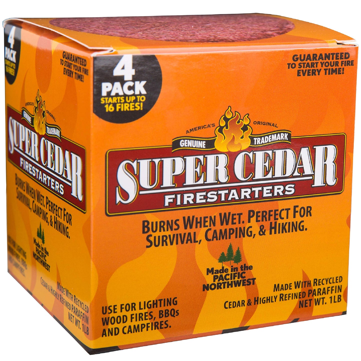 Super Cedar FIRESTARTERS - 100 Count Starts up to 400 Fires for Wood Stoves, Campfires, Grill Pit and Fireplace, Natural & Waterproof, Easy to Light, Fresh Cedar Aroma, Burns for 30 Minutes.