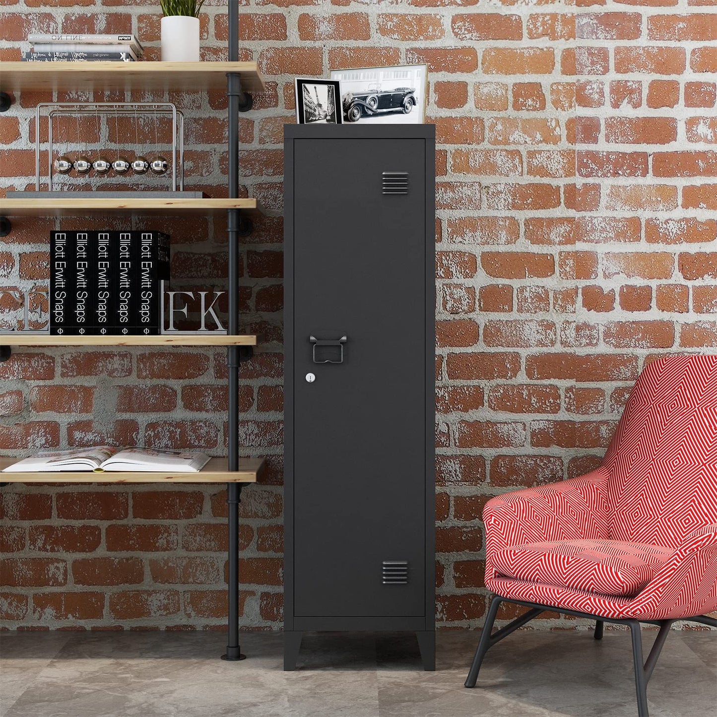 MIOCASA Metal Cabinet Home Office Storage Cabinets with Doors and Shelves Lockable File Cabinet Organizer Coat Lockers for Kids