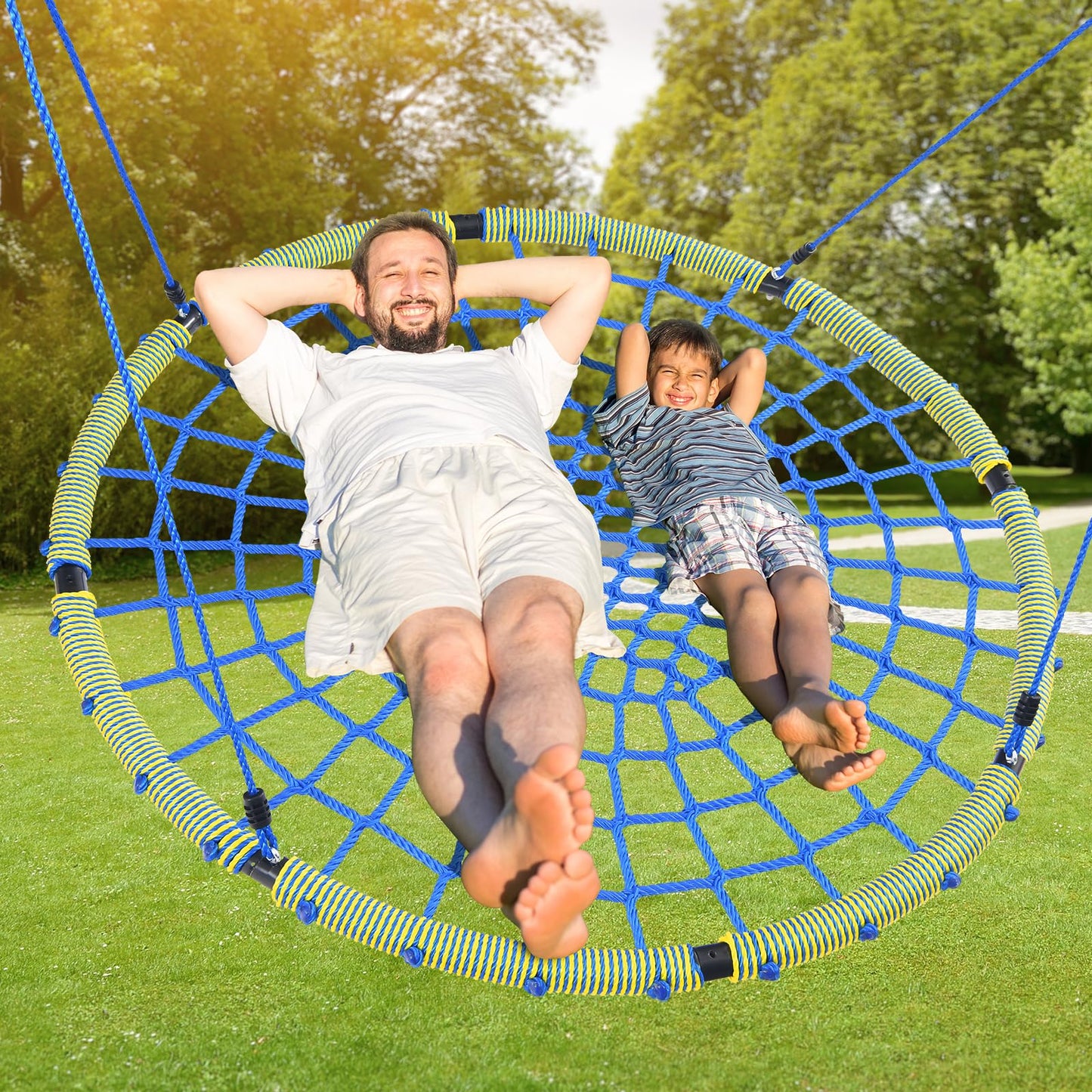 Trekassy 60" Large Spider Web Saucer Tree Swing for Kids & Adults, 750lbs Heavy Duty Outdoor Net Swing with Steel Frame and 2 Tree Hanging Straps (Patented)