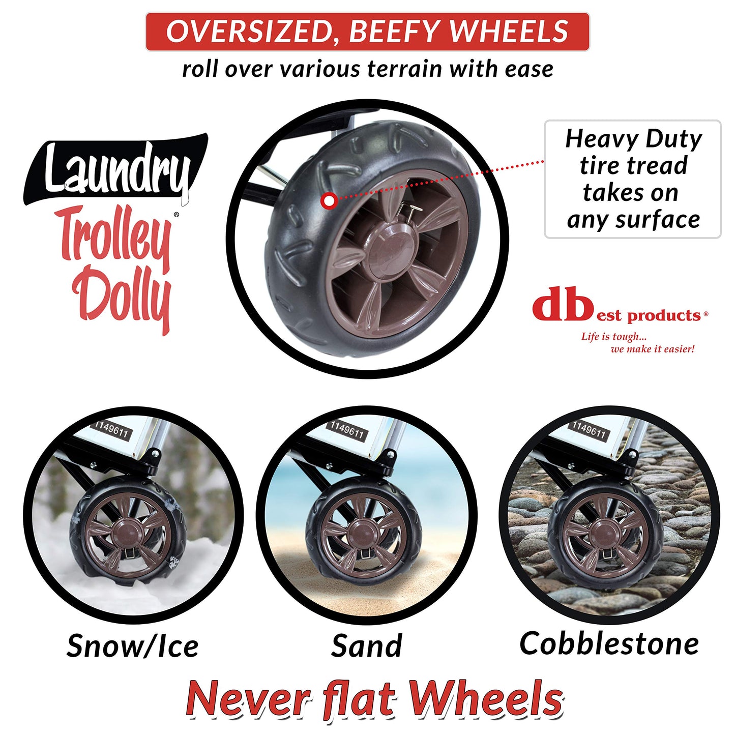 dbest products Laundry Trolley Dolly, Brown Laundry Bag Hamper Basket cart with wheels sorter