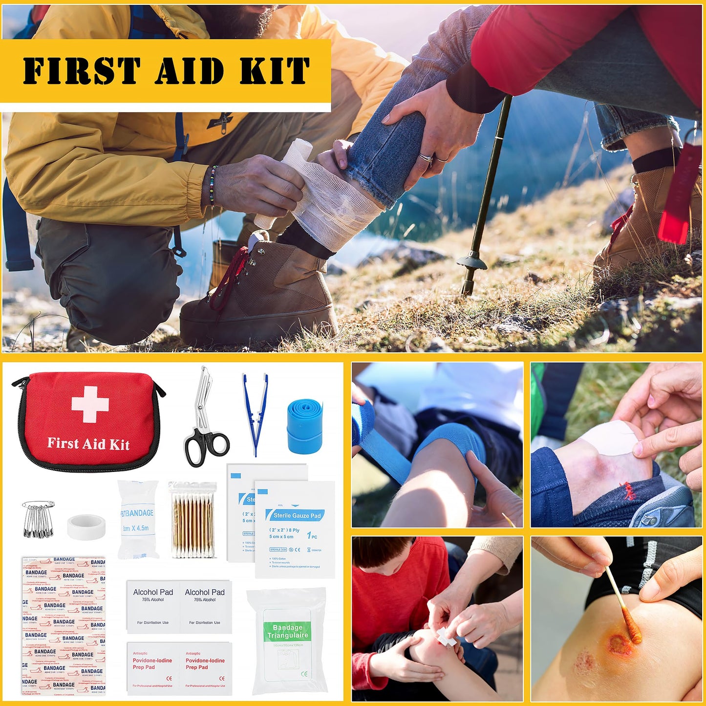 Survival First Aid Kit,99PCS Professional Survival Gear Large Hiking Backpack with Emergency Equipment Outdoor Adventure Accessories,Gift for Men Father - (Camo-Brown)