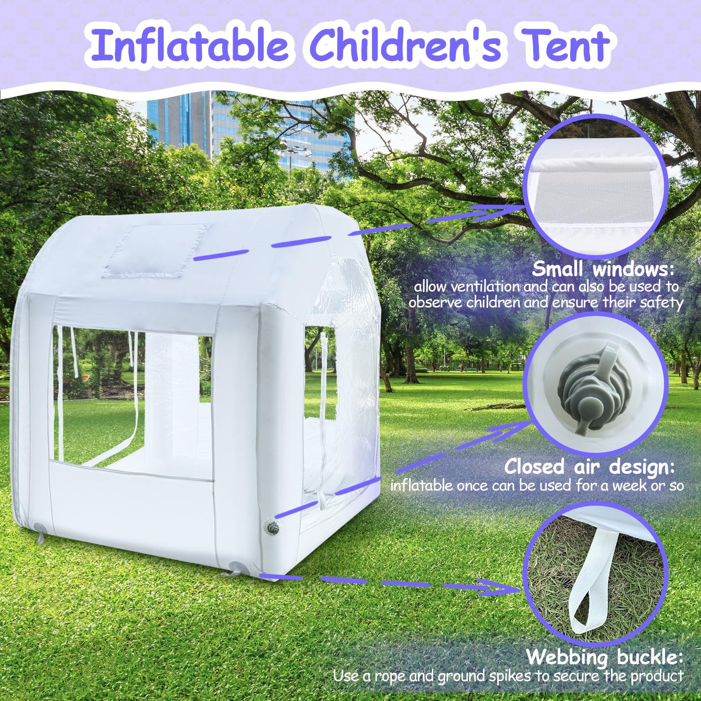 Iuoni 10FT Clear PVC Inflatable Bubble House Dome Tent with Tunnel - Bubble House Dome Inflatable, Ideal for Fun Events and Parties, Durable Inflatable Bubble House, Easy Setup