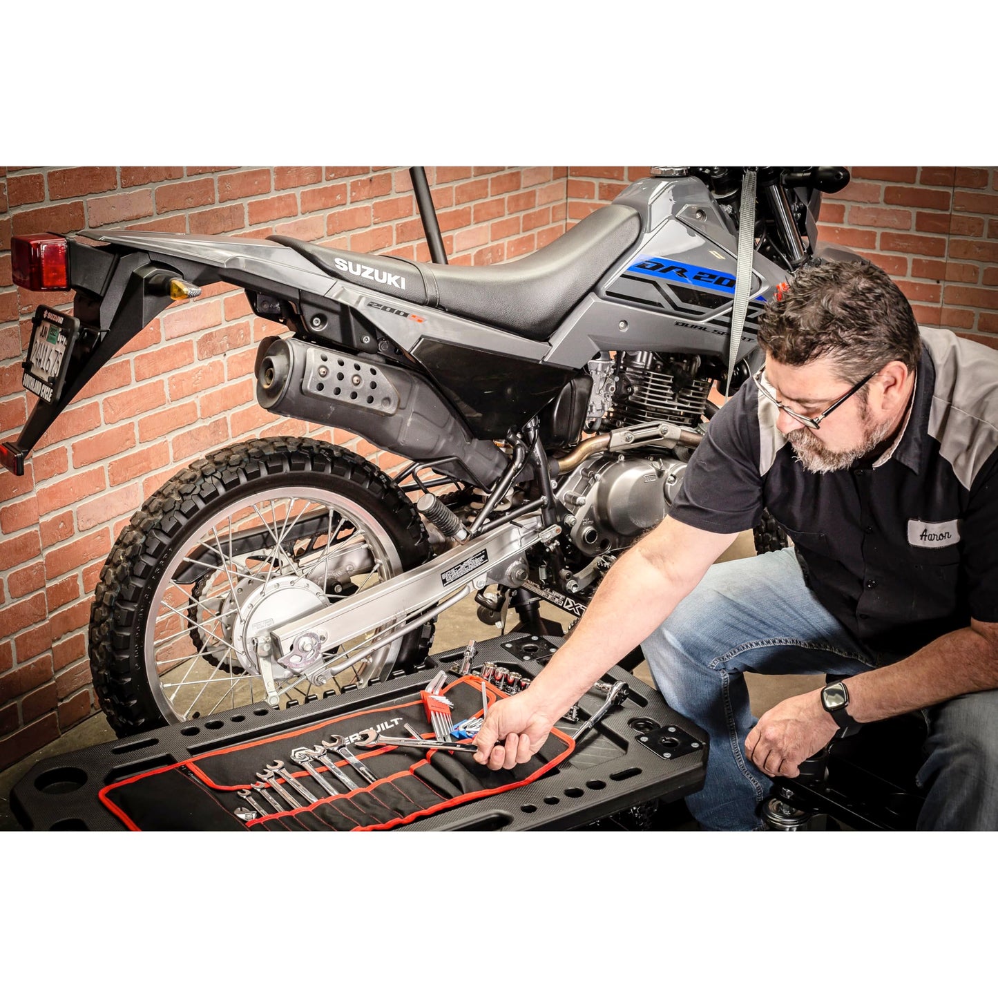 Powerbuilt 100 Piece Motorcycle Tool Kit with Roll Pouch, Roadside, Travel Wrenches, Ratchet, Sockets - 643028ECE