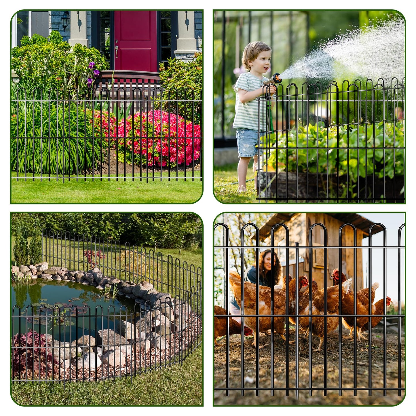 25 Panels Decorative Garden Fence, 50ft X 32in Rustproof Metal Animal Barrier Fence, No Dig Fence Garden Fence, Arched Flower Bed Edging Ornamental Wire Border Fencing for Outdoor Yard, Patio Decor