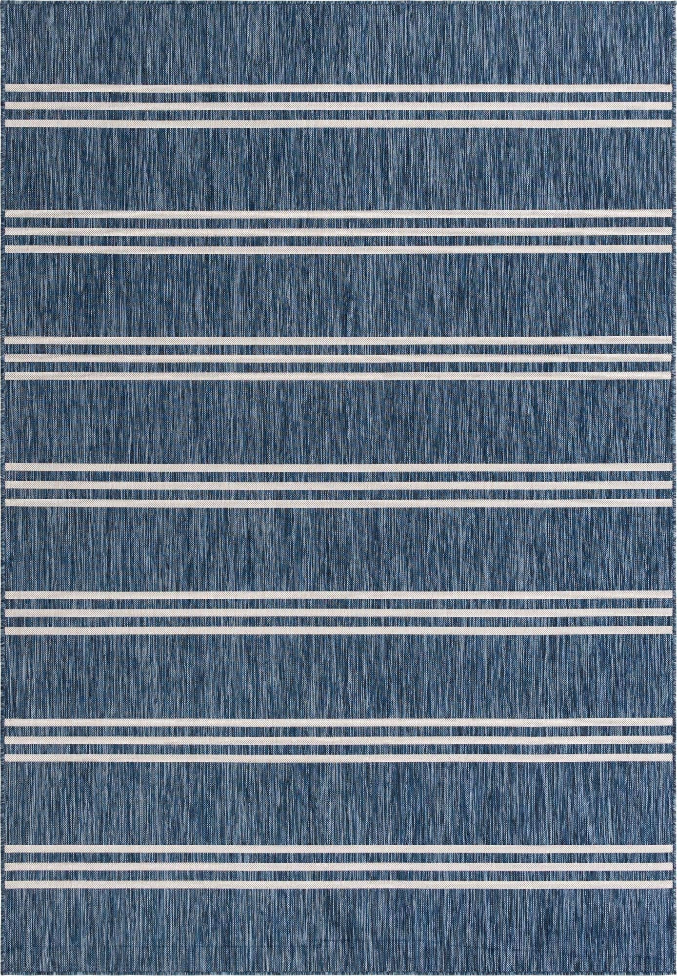 Unique Loom Outdoor Collection Area Rug - Anguilla (7' 1' x 10' Rectangle, Blue/ Ivory)