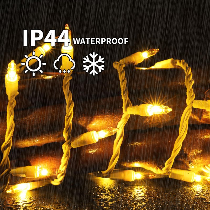 LAMPHOME Yellow Easter Lights 100 Count 19.6 Feet Incandescent Bulb Mini Golden String Lights for Indoor Christmas Tree Garland Birthday Wedding Party Festival Decoration, White Wire