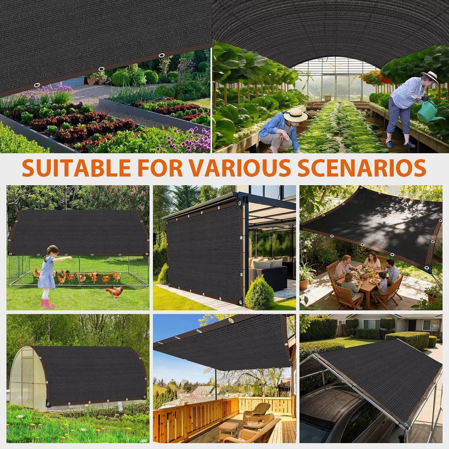JKNVDVLC 20 x 20 FT Shade Cloth -for Garden Plants, 90% Sunblock Shade Neting -for Outdoor Garden Bed Neting Mesh Pergola Patio Lawn Sun Cloth - for Dog Kennel Cover Chicken Coop