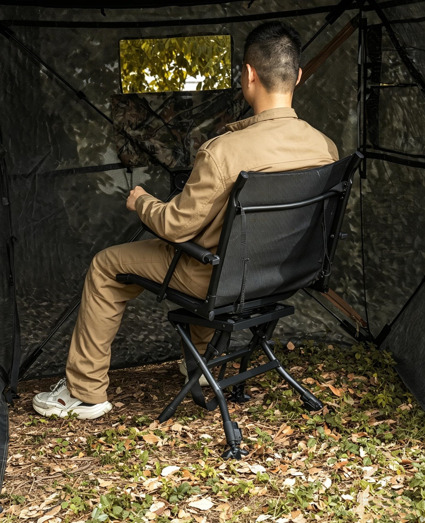 Trakiom Swivel Hunting Chairs for Blinds Hunting Blind Chair 360 Degree Silent Swivel Camping Chair Portable Hunting Seat Height Adjustable Foldable with Armrest