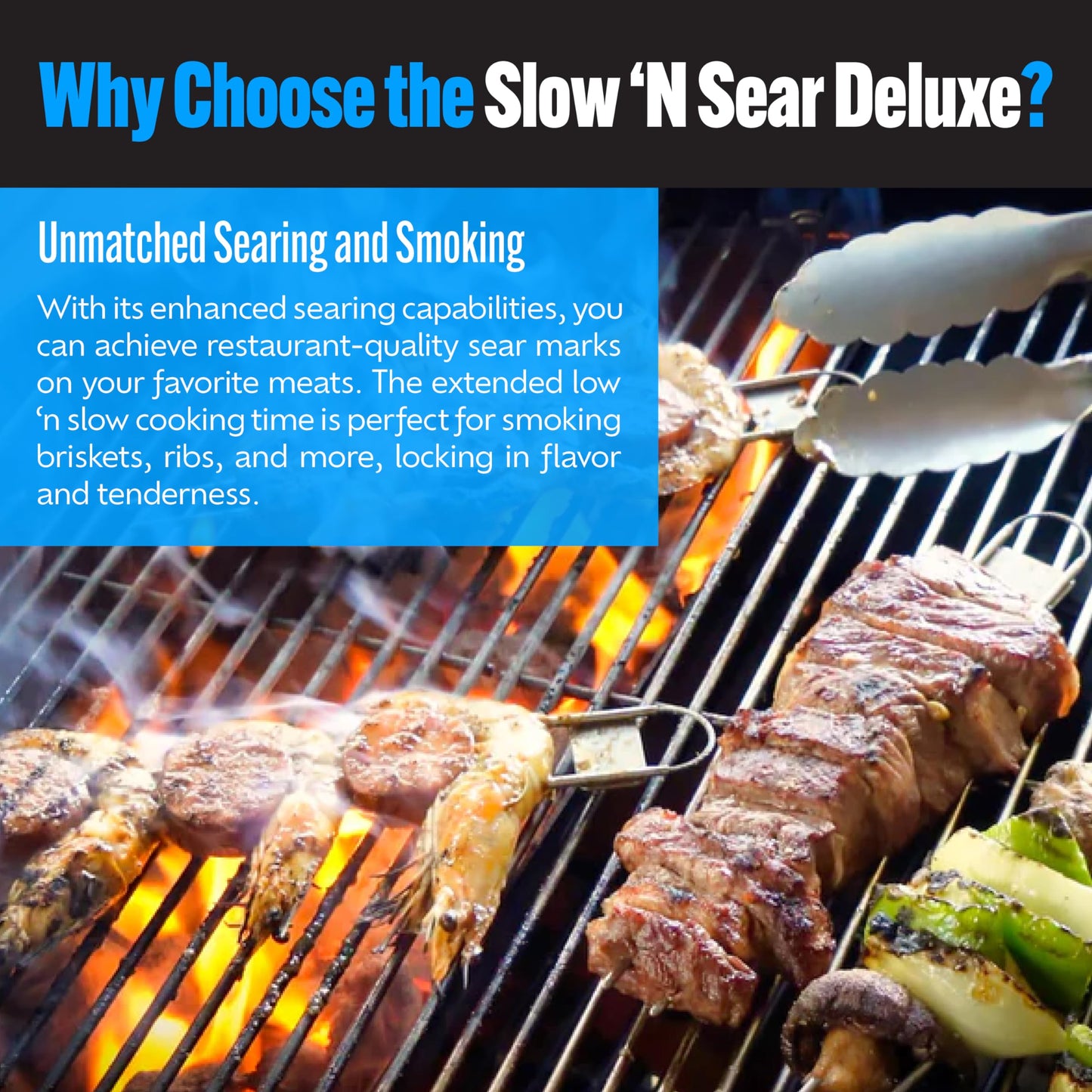 Slow 'N Sear® Deluxe Charcoal Basket Insert for 22" Weber Kettle Grills – Patented Stainless Steel Two-Zone Cooking Accessory with Removable Water Reservoir for Low & Slow Smoking and Searing