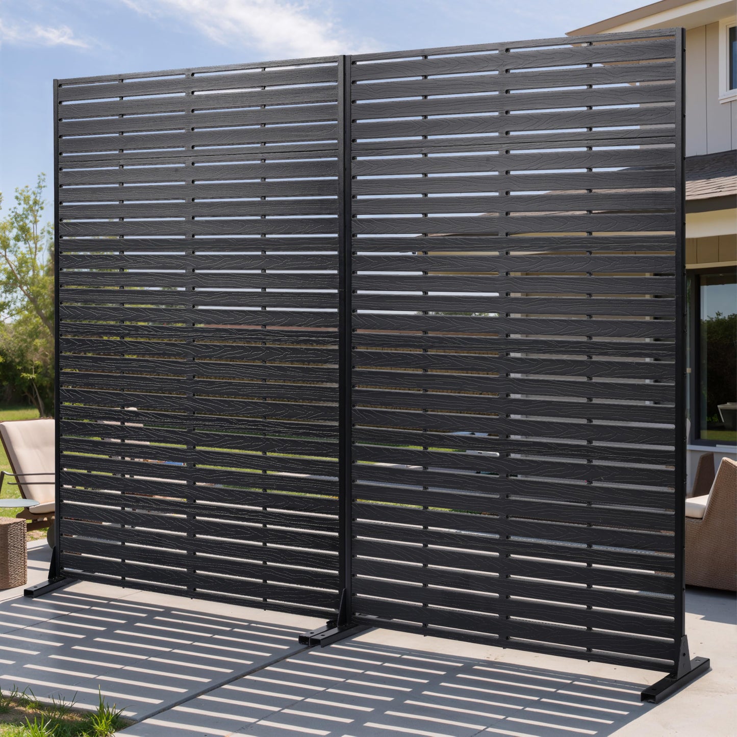 Trygoal Privacy Screen Outdoor 72" Hx47 W Freestanding Privacy Panel with Stand, HDPE Decorative Privacy Fence with Louver Pattern, Patio Divider Screen, Privacy Screens for Outside,Balcony