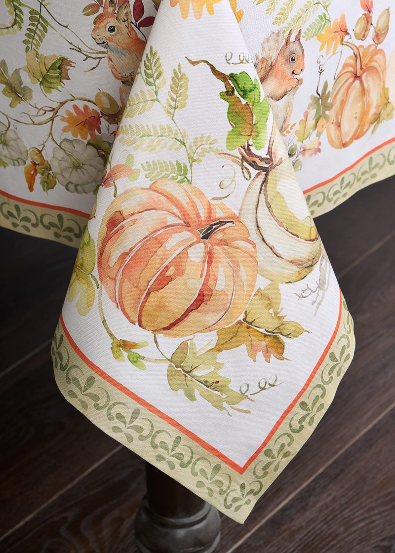 Maison d' Hermine Table Cloth Rectangle Table 100% Cotton 70 x 90 Inches Fall Tablecloth Reusable Everyday Use for Thanksgiving Christmas Decorations Dining Farmhouse Party (Pumpkin Passion)