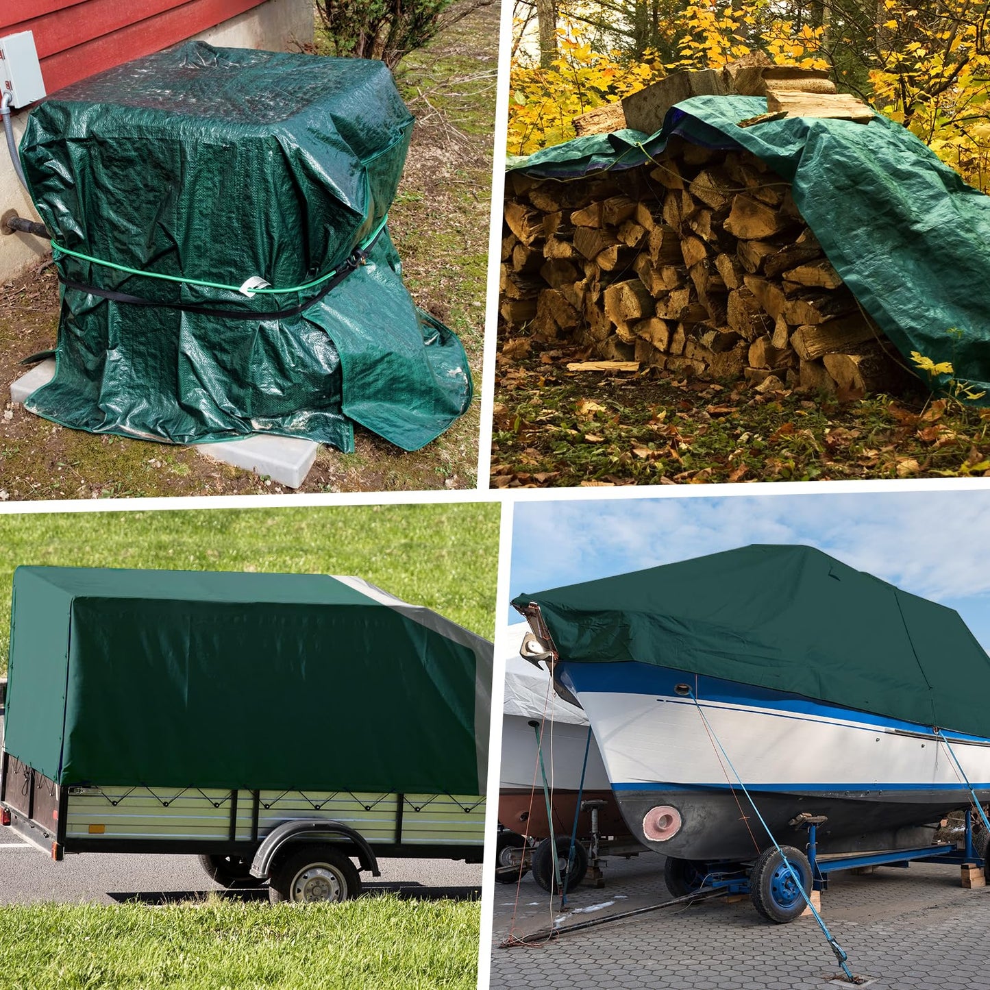 Winpull Tarp 20x25FT, 16 Mil Heavy Duty Waterproof Tarp, Large Multipurpose Cover with Brass Grommets and Reinforced Edges, UV Resistant Thick Poly Tarps for Pool Car Tent Green
