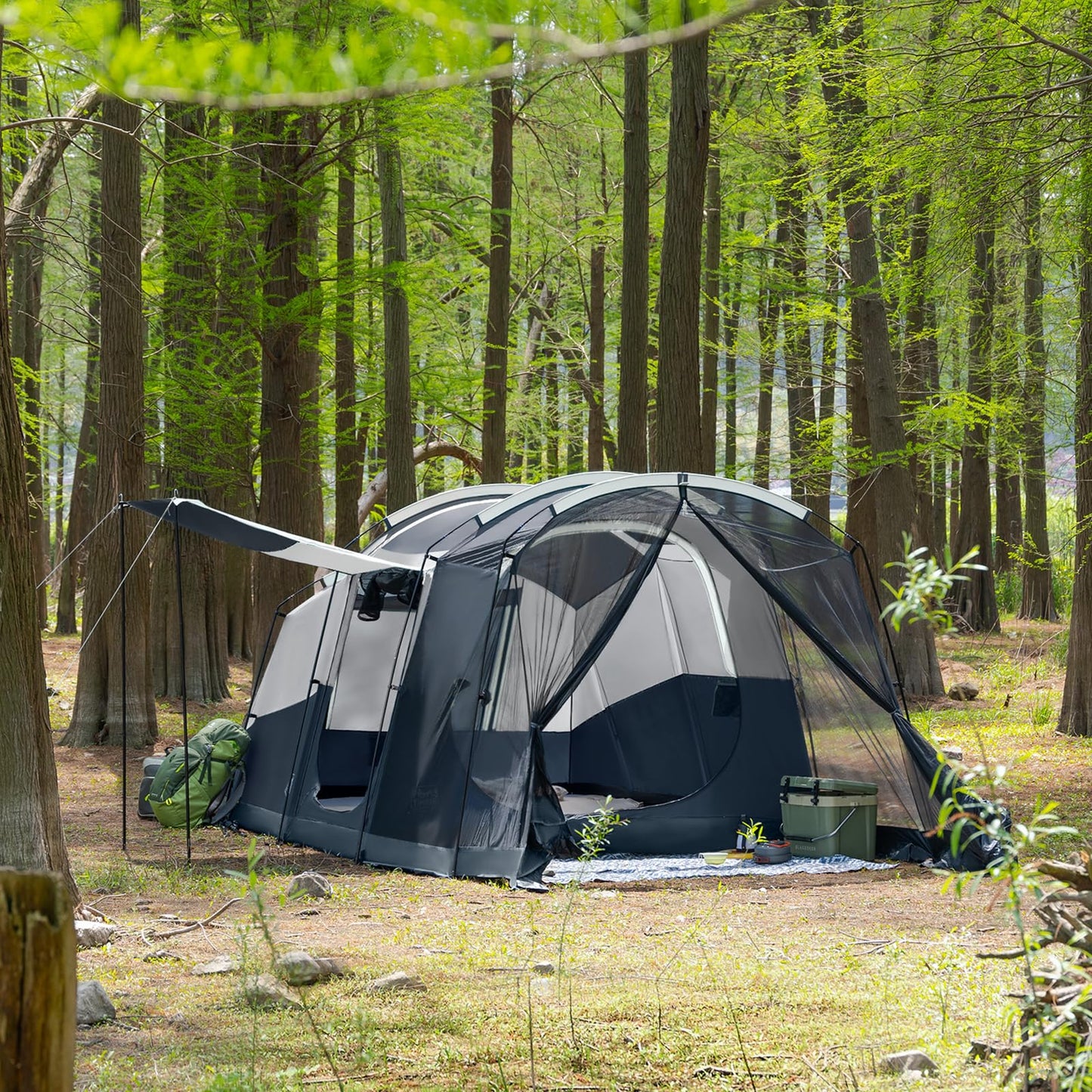 TIMBER RIDGE 8 Person Family Camping Tent with Screen Room, Double Layer Waterproof Weather Resistant Big Tunnel Tent with Rainfly Carry Bag, Large Family Tent for Outdoor Party 20ft x 8ft x 76in
