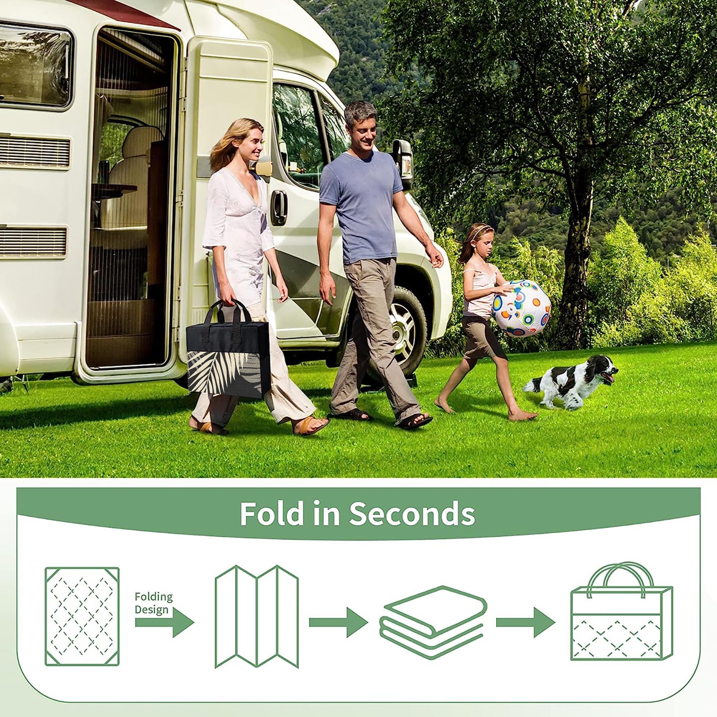 GENIMO Outdoor Rug 9' x 18' Waterproof for Patios Clearance, Reversible Outdoor Plastic Straw Camping Rug Carpet, Large Area Rugs Mats for RV, Camper, Deck, Balcony, Porch, Beach, Picnic, Black&Beige