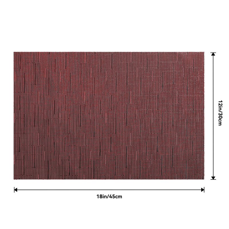Leetaltree Burgundy Placemats Set of 4 - Heat Resistant Non-Slip Place mats for Dining Table, Washable Durable PVC Vinyl Woven Table Mats(Burgundy, 4)