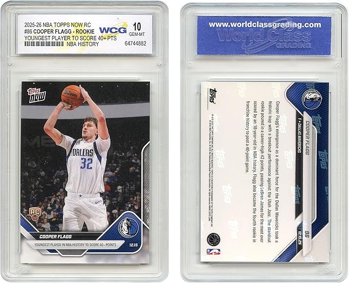 2025-26 Topps Cooper Flagg NBA History Youngest to Score 40+ Points Rookie Card RC #86 - Graded GEM Mint 10