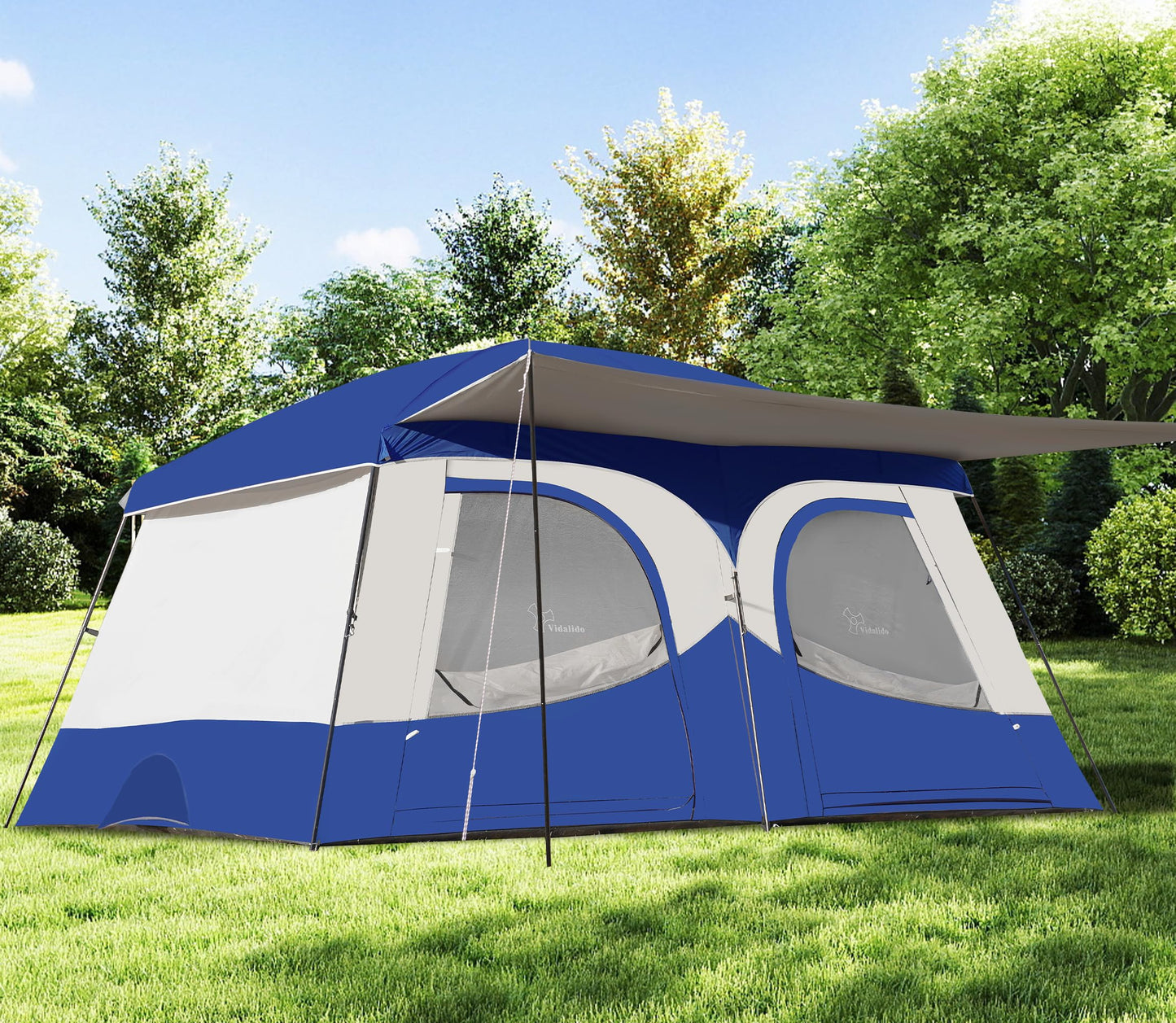 Vidalido Tents,8-10 Person Camping Tent with Extended Vestibule,2 Room Weather Resistant Family Tents,Easy Install Waterproof Outdoor Tent for Camping Hiking(Blue)