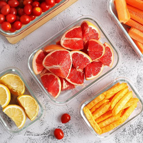 HOMBERKING Glass Meal Prep Containers - 10 Pack Airtight Food Storage with Locking Lids | BPA-Free, 36oz & 14oz