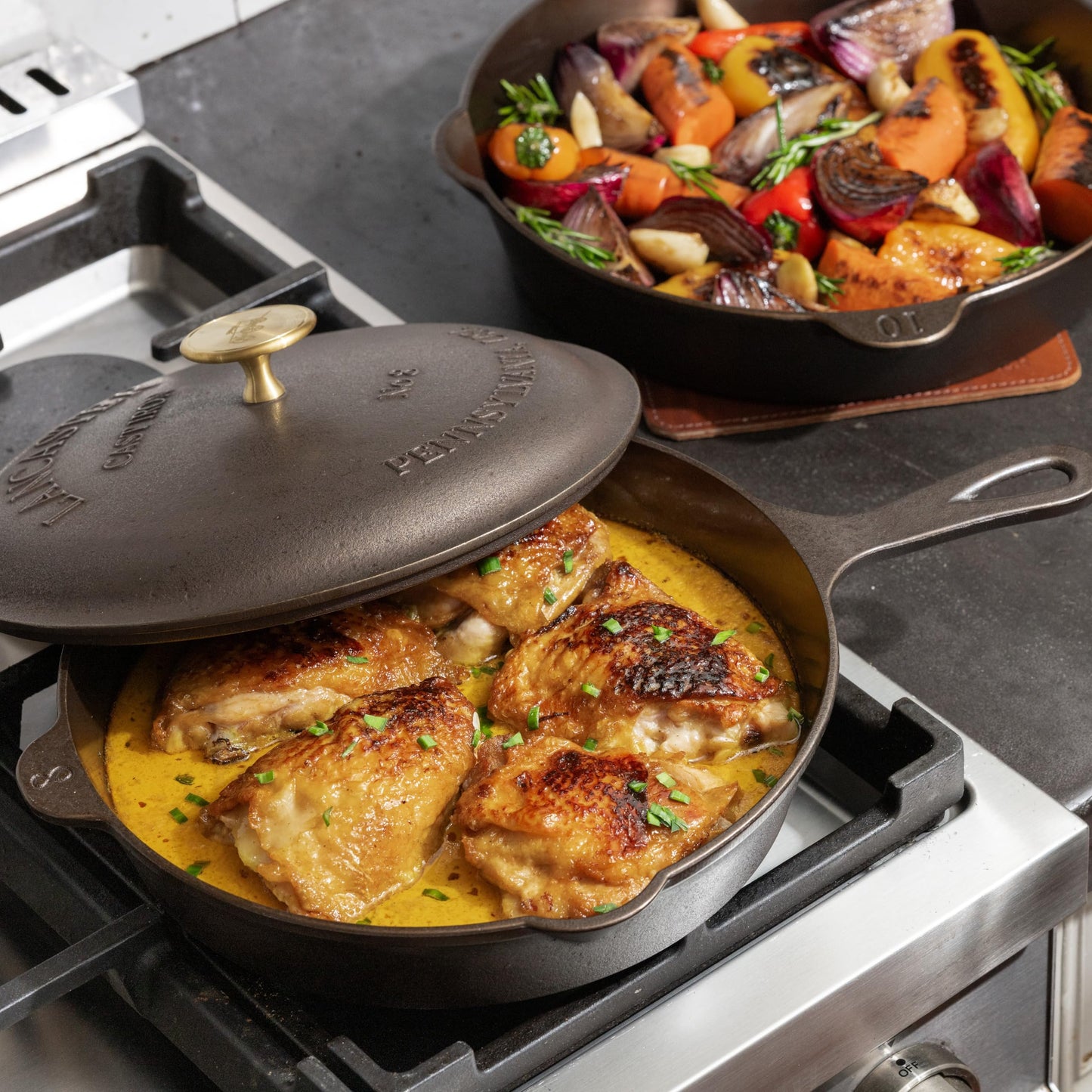 Lancaster Cast Iron Lightweight Cast Iron Skillet - 10.5” Pre-Seasoned Frying Pan Made in USA