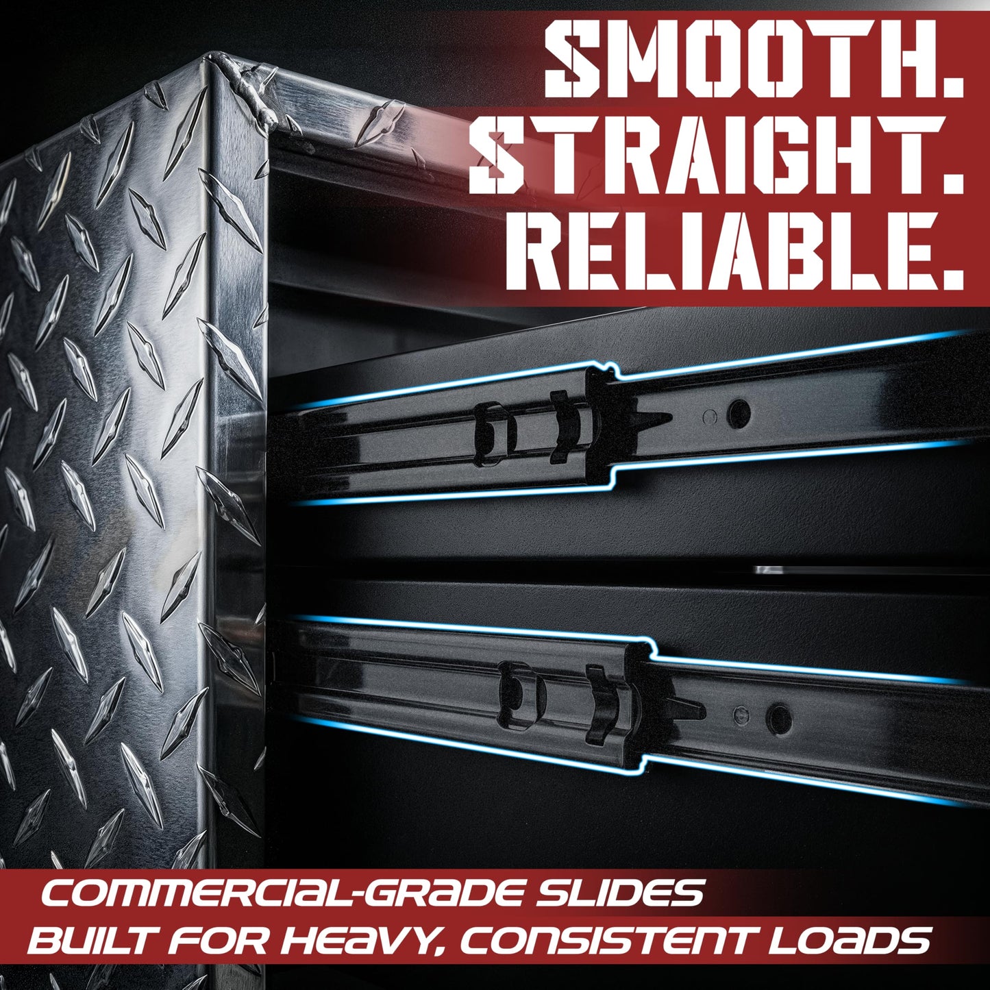 OLY-PRO Truck Bed Tool Box with 5-Drawer Slides | Lockable Heavy-Duty Tool Chest Storage for Pickup, Jobsite & Side Trucks | 8-Inch Toolbox with Key (Silver Aluminum)