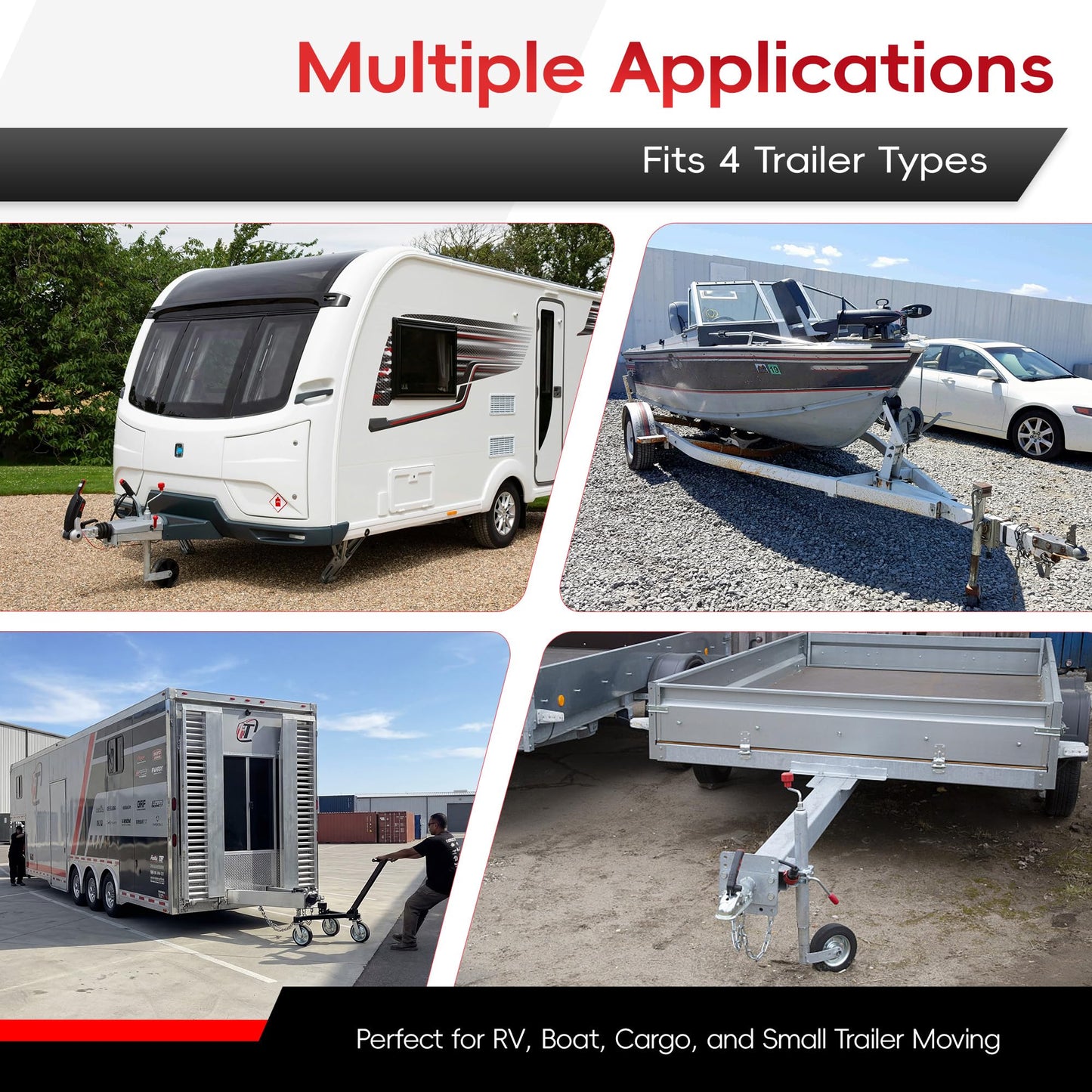 BESTOCEAN Trailer Dolly, 3500 lb Tongue Weight Capacity, Heavy Duty Trailer Mover Dolly with 2 inch Ball, Angle Adjustable, 8'' PU Swivel Wheels with Brakes, for RV, Boat, Camper & Utility Trailers