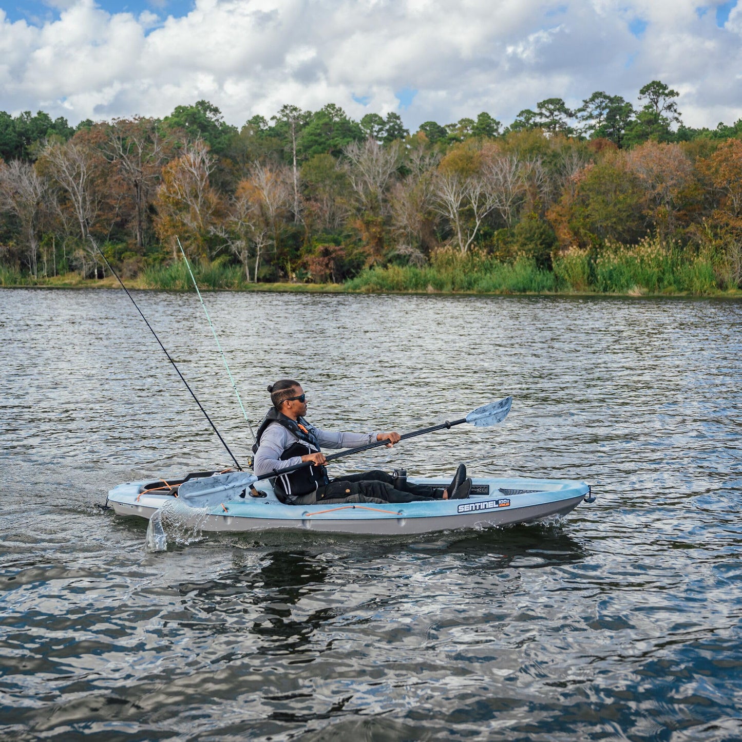 Pelican Sentinel 100X - Angler Sit on top Fishing Kayak - Forest Mist - Lightweight - Ergolounge™ Seating System - 10 ft, Sentinel 100X Angler Fishing Kayak