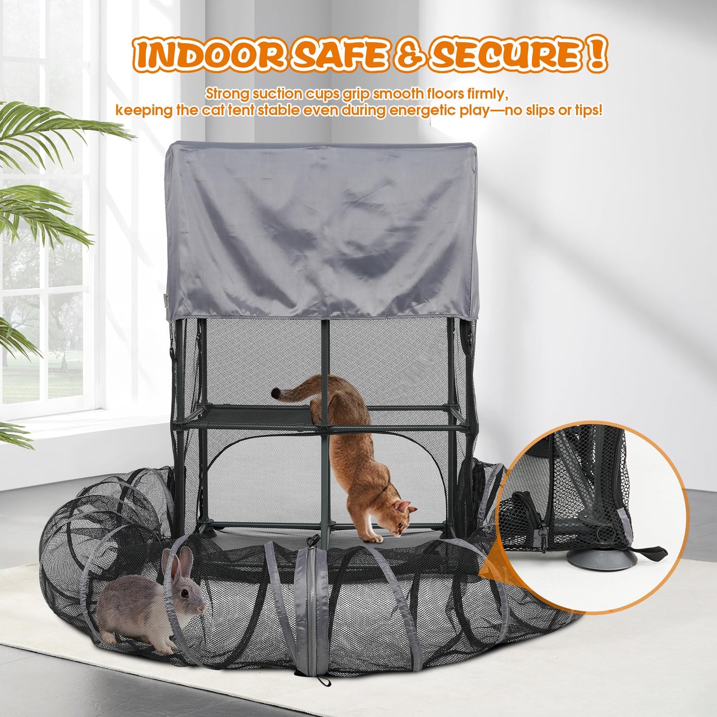 Catio Outdoor Cat Enclosure for Cats & Small Animals, Pet Playpen Cat Climber with Removable Pet Tunnel for Indoor/Outdoor Use