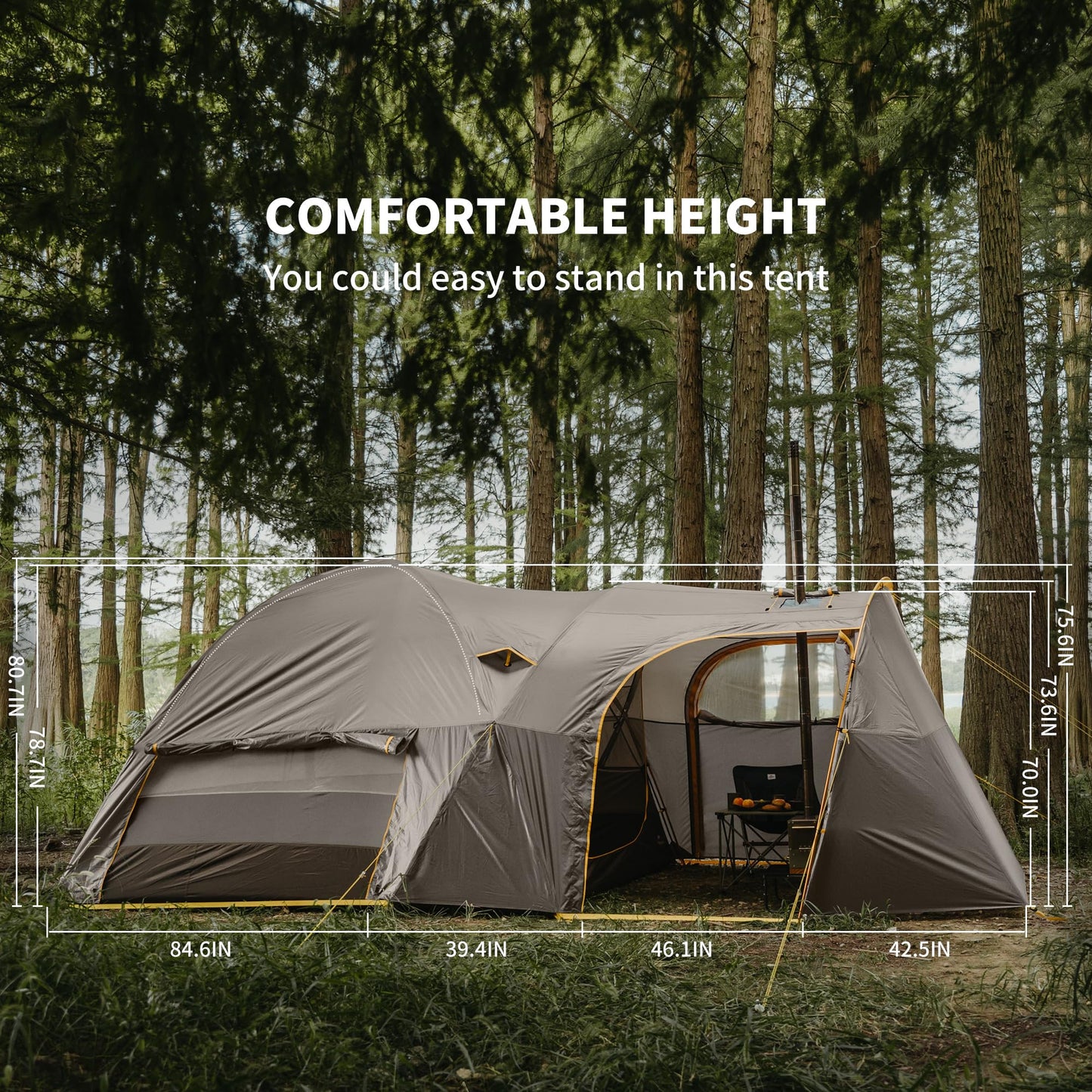 Naturehike KOTA 4/6/8 Person Camping Tent, Double Layer Waterproof 4 Person 6 Person 8 Person Tents for Camping, Large and Tall Family Tent with Vestibules Porch
