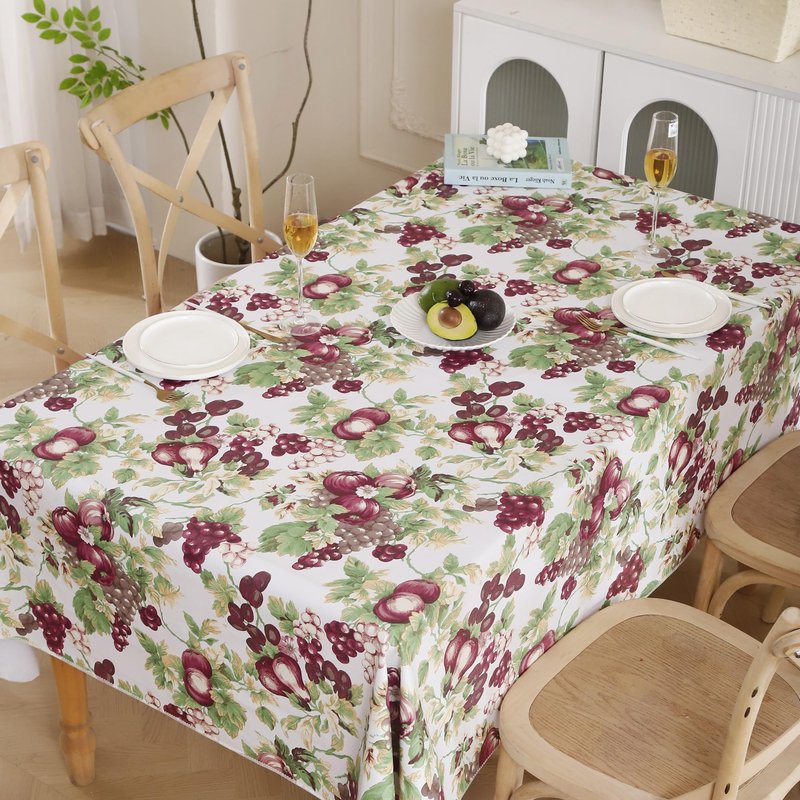 Walrus Heavy Duty Vinyl Tablecloth with Flannel Backing Waterproof Oil-Proof Plastic Table Cloth Stain-Resistant Wipeable Rectangle or Square Table Cover for Indoor and Outdoor (Fruits, 54x54 Inch)