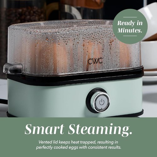Cook With Color 6-Egg Capacity Egg Cooker - Rapid Cooking for Soft, Medium, or Hard-Boiled Eggs | Auto Shut-Off & Boil-Dry Protection, Sage