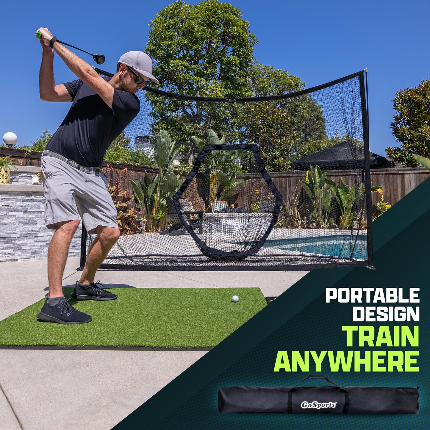 GoSports Golf Practice Hitting Net - Choose Between Huge 10 ft x 7 ft or 7 ft x 7 ft Nets - Personal Driving Range for Indoor or Outdoor Use - Designed by Golfers for Golfers
