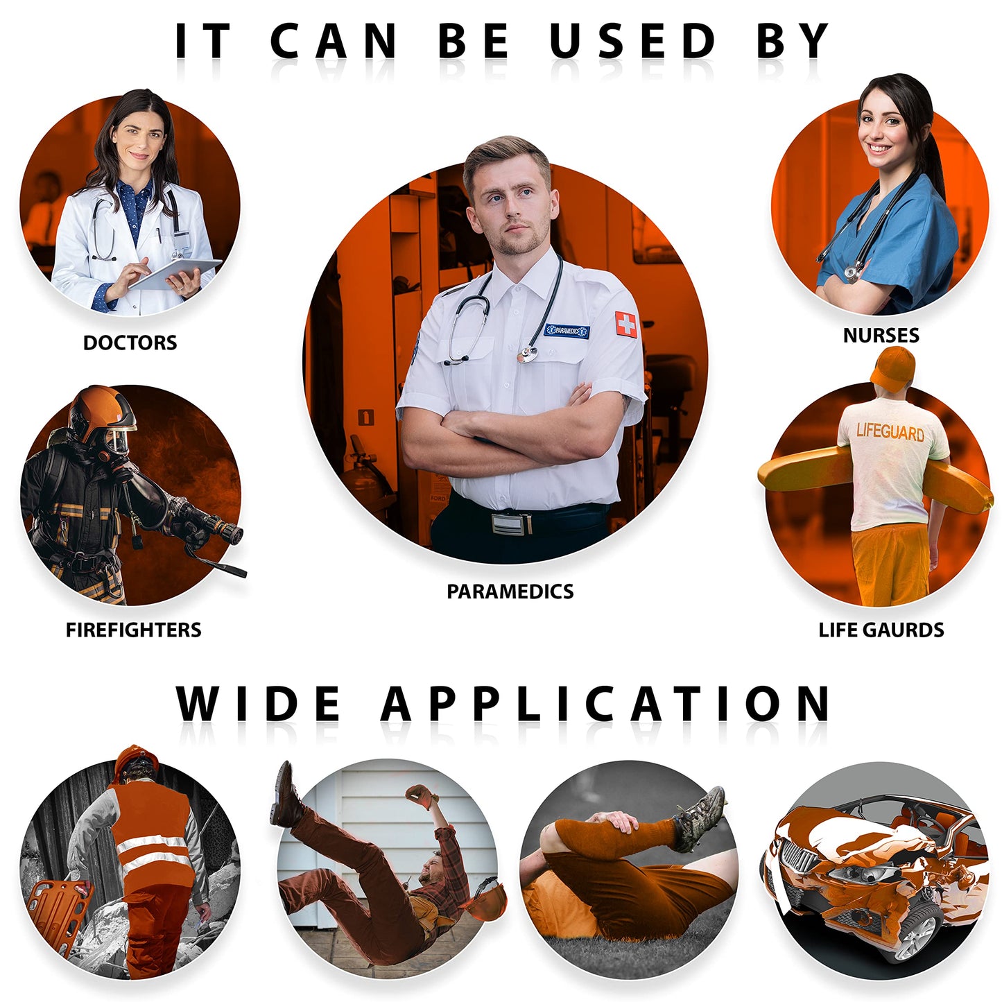 EMS XTRM Spine Board Stretcher Backboard for Patient - EMT Backboard Immobilization Portable Patient Transport Rescue Lightweight PE Plastics Ambulance Stretcher Gurney, Orange