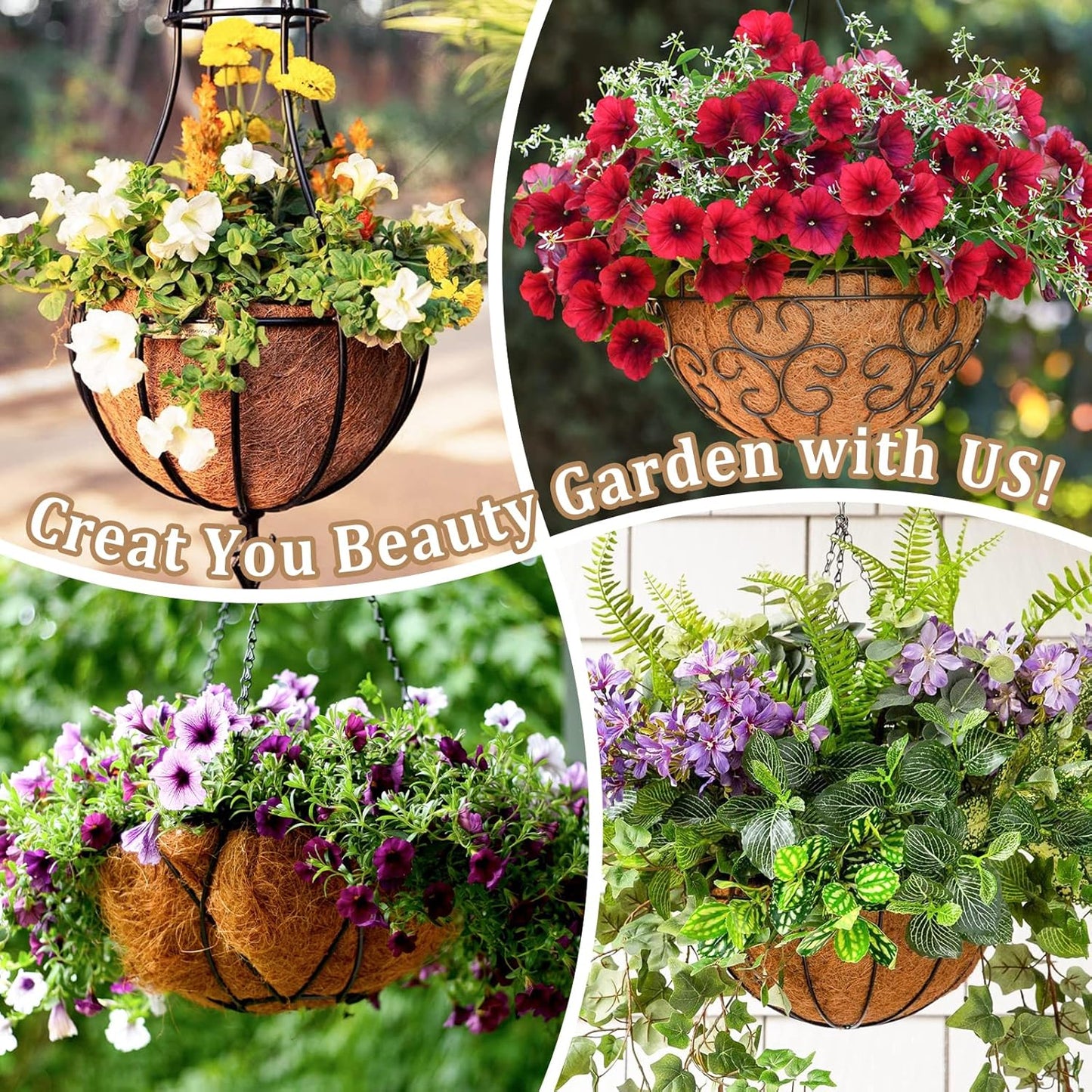 Legigo 10-Inch Coco Liner Replacement - 100% Natural Coconut Fiber for Hanging Baskets | 4 Pack
